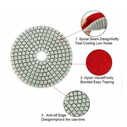 10PCS 100mm Diamond Polishing Pads Set for Granite Marble Concrete Tile