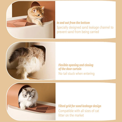 Enclosed Cat Litter Box Spacious Cat Poop Basin Cat Toilet House Litter Pan