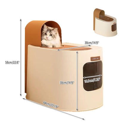 Enclosed Cat Litter Box Spacious Cat Poop Basin Cat Toilet House Litter Pan