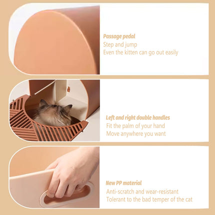 Enclosed Cat Litter Box Spacious Cat Poop Basin Cat Toilet House Litter Pan