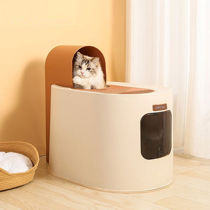 Enclosed Cat Litter Box Spacious Cat Poop Basin Cat Toilet House Litter Pan