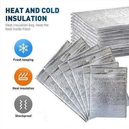 100Pcs Aluminum Foil Insulated Food Storage Bags for Thermal Cooling - Aimall