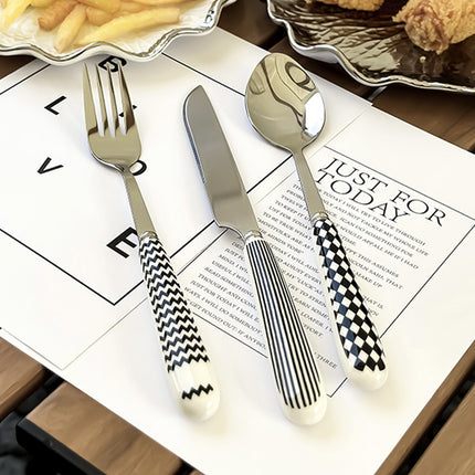 3PCS Stainless Steel Ceramic Handle Cutlery Set for Dining Kitchen Hotel Gift