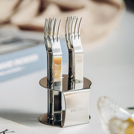 Elegant 304 Stainless Steel Fruit Forks Set of 6 For Home Dessert Cake Use