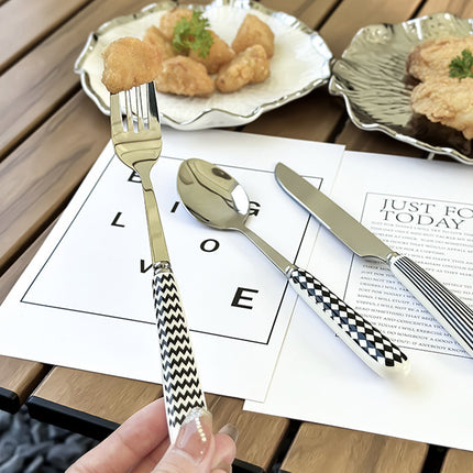 3PCS Stainless Steel Ceramic Handle Cutlery Set for Dining Kitchen Hotel Gift