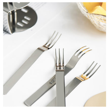 Elegant 304 Stainless Steel Fruit Forks Set of 6 For Home Dessert Cake Use