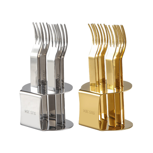 Elegant 304 Stainless Steel Fruit Forks Set of 6 For Home Dessert Cake Use