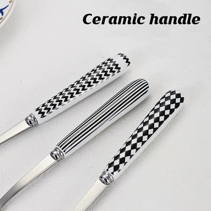 3PCS Stainless Steel Ceramic Handle Cutlery Set for Dining Kitchen Hotel Gift