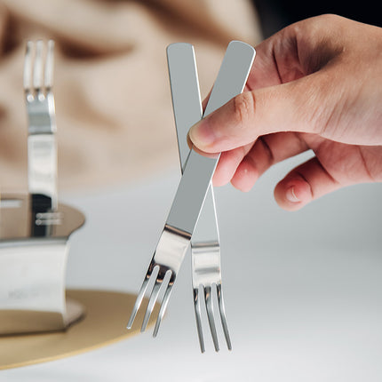 Elegant 304 Stainless Steel Fruit Forks Set of 6 For Home Dessert Cake Use
