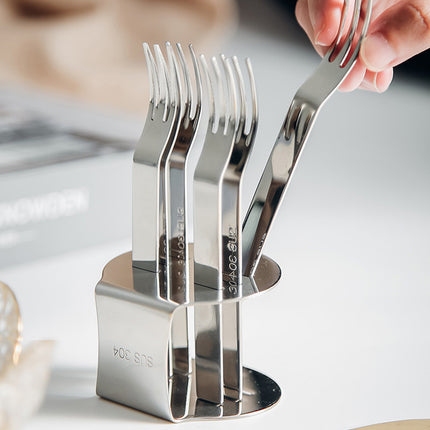 Elegant 304 Stainless Steel Fruit Forks Set of 6 For Home Dessert Cake Use