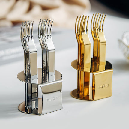 Elegant 304 Stainless Steel Fruit Forks Set of 6 For Home Dessert Cake Use