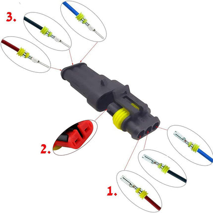 10 Set 2 Pin Waterproof Car Electrical Wire Sealed Connector Plug Cable 12V Kit