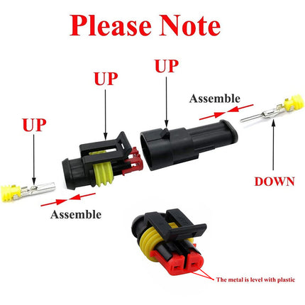 10 Set 2 Pin Waterproof Car Electrical Wire Sealed Connector Plug Cable 12V Kit
