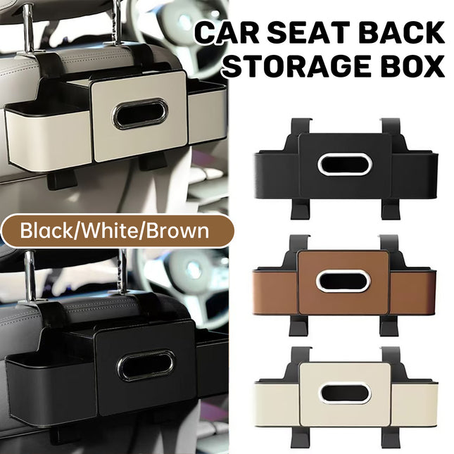 Vehicle Backrest Storage Box Multifunctional Organizer with Tissue and Cup Holders