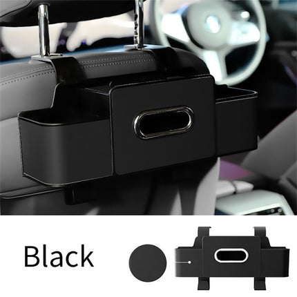 Vehicle Backrest Storage Box Multifunctional Organizer with Tissue and Cup Holders
