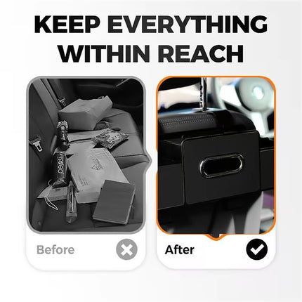 Vehicle Backrest Storage Box Multifunctional Organizer with Tissue and Cup Holders
