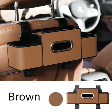 Vehicle Backrest Storage Box Multifunctional Organizer with Tissue and Cup Holders