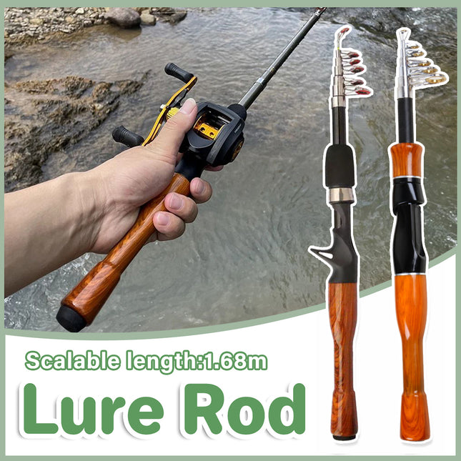 Telescopic Imitation Wood Fishing Rod Ultra Lightweight Portable Fishing Pole