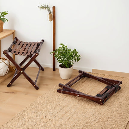 Foldable Bamboo Wooden Stool Small Portable Camping Fishing Seat Outdoor Bench