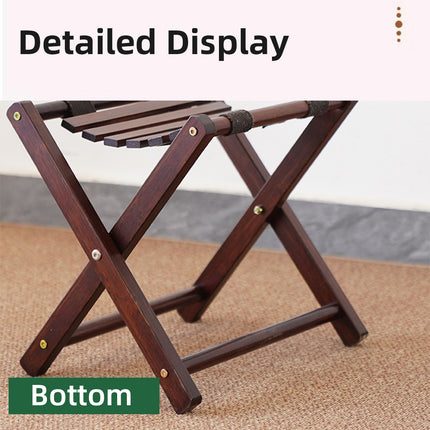 Foldable Bamboo Wooden Stool Small Portable Camping Fishing Seat Outdoor Bench