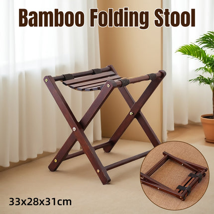 Foldable Bamboo Wooden Stool Small Portable Camping Fishing Seat Outdoor Bench