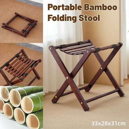 Foldable Bamboo Wooden Stool Small Portable Camping Fishing Seat Outdoor Bench
