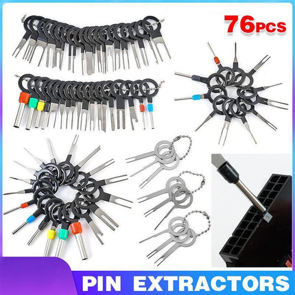 76Pcs/Set Pin Ejector Wire Kit Extractor Auto Terminal Removal Connector Tool - Aimall