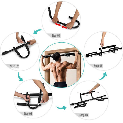 Pull Up 2-Bar Doorway Trainer Home Indoor Gym Fitness Equipment Stable Durable