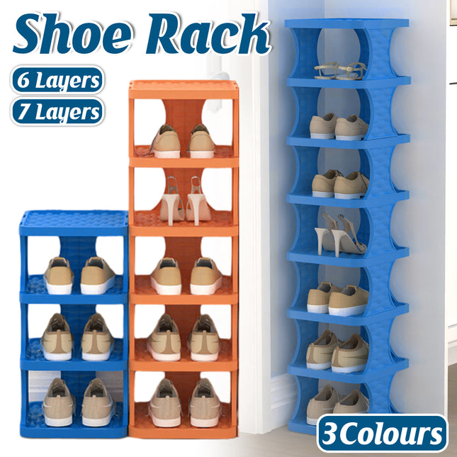 6/7 Tier Foldable Shoe Rack Simple Home Door Organizer Folding Shoe Stand