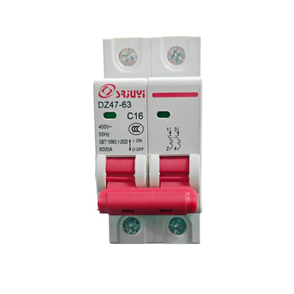 AC Circuit Breaker Solar 220-380V 2Pole Double MCB Mini 10-63 Amp