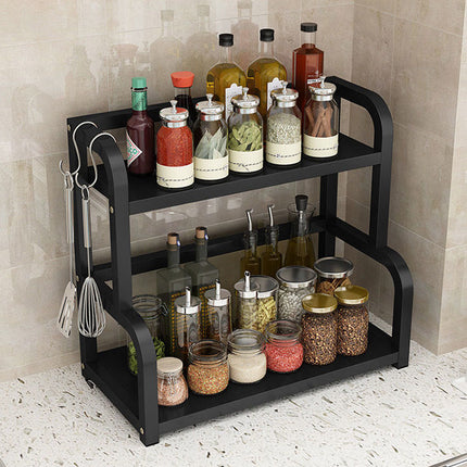 2 Tier Kitchen Spice Rack Storage Organizer Seasoning Stand Shelf Countertop