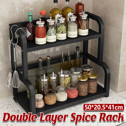 2 Tier Kitchen Spice Rack Storage Organizer Seasoning Stand Shelf Countertop