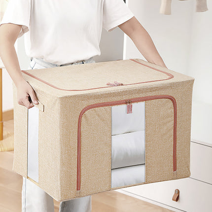 100L Foldable Storage Box Crushed Steel Frame Clothes Quilt Toys Organizer