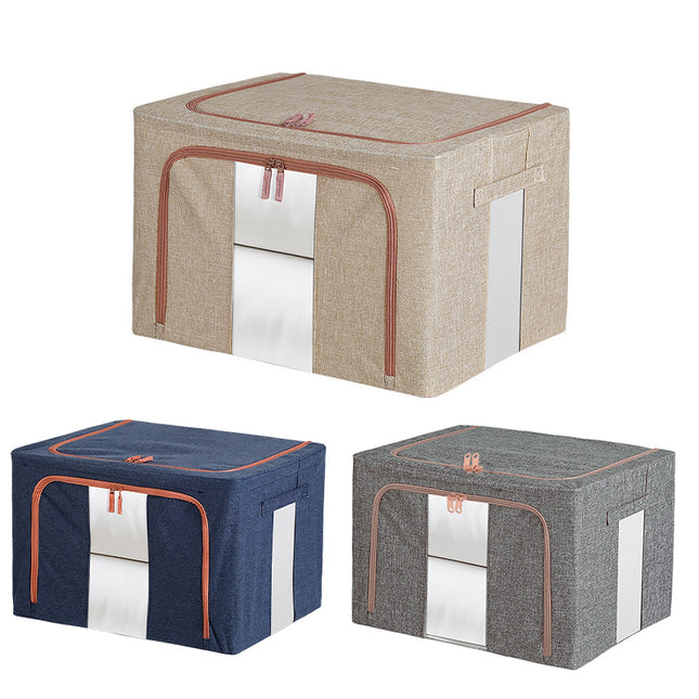 100L Foldable Storage Box Crushed Steel Frame Clothes Quilt Toys Organizer