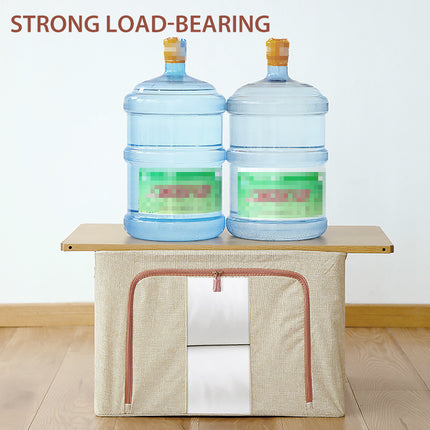 100L Foldable Storage Box Crushed Steel Frame Clothes Quilt Toys Organizer