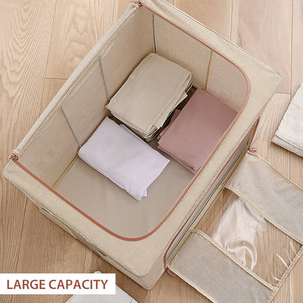 100L Foldable Storage Box Crushed Steel Frame Clothes Quilt Toys Organizer