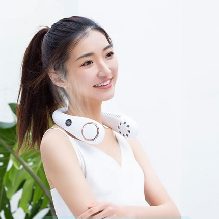 Portable USB Leafless Neck Fan Handsfree Wearable Cooling Airflow with LED Display