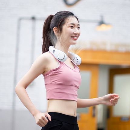 Portable USB Leafless Neck Fan Handsfree Wearable Cooling Airflow with LED Display