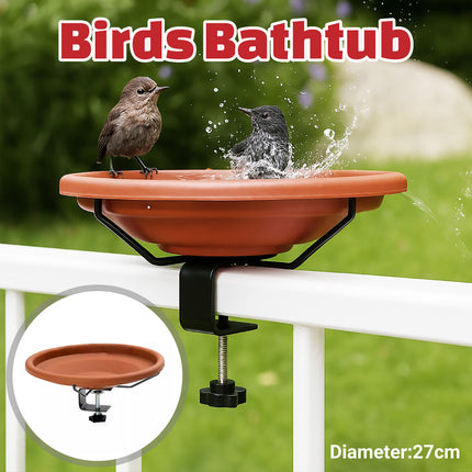 Hanging Bird Bath Basin Balcony Railing Bird Feeder Bowl Outdoor Water Dish