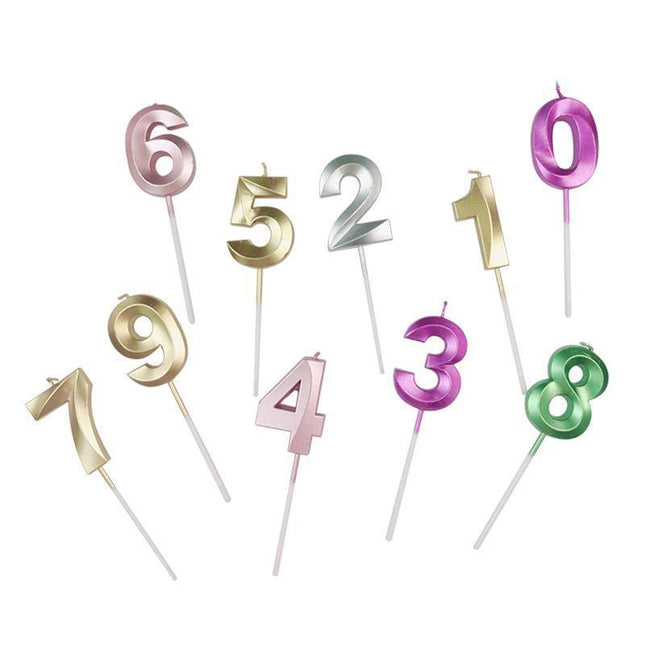 Classic Number Candles Individually Packed With Stand Birthday Make Up Ur Number Rose Gold - Aimall