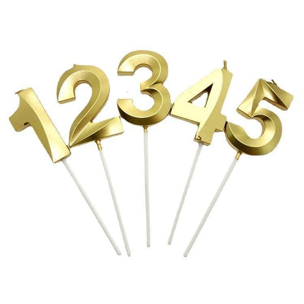 Classic Number Candles Individually Packed With Stand Birthday Make Up Ur Number Gold - Aimall