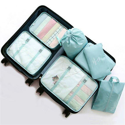 7PCS Travel Packing Cubes Luggage Pouches Organiser Clothes Suitcase Storage Bag