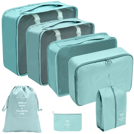 7PCS Travel Packing Cubes Luggage Pouches Organiser Clothes Suitcase Storage Bag