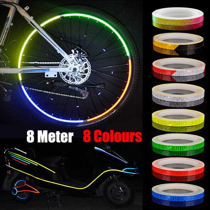 8m Reflective Tape for Bikes Cars Motorcycles Waterproof High Visibility Strip