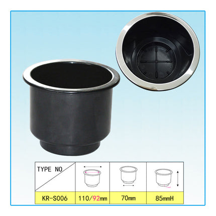 4PCS Plastic Recessed Cup Drink Holders Black Drop In Style for Car Boat Marine RV