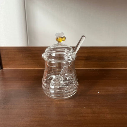 Clear Glass Honey Jar with Lid Kitchen Storage Container for Honey or Jam