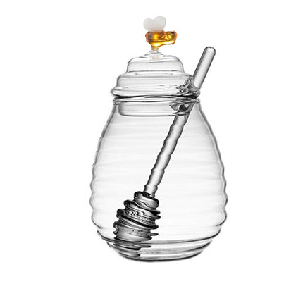 Clear Glass Honey Jar with Lid Kitchen Storage Container for Honey or Jam