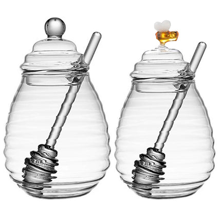 Clear Glass Honey Jar with Lid Kitchen Storage Container for Honey or Jam