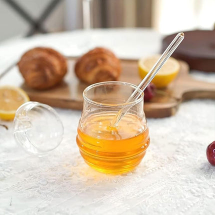Clear Glass Honey Jar with Lid Kitchen Storage Container for Honey or Jam
