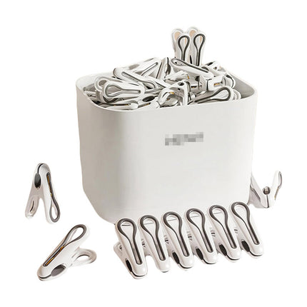 24pcs Clothes Pegs with Storage Basket Laundry Sock Clips Non Slip Drying Hanger
